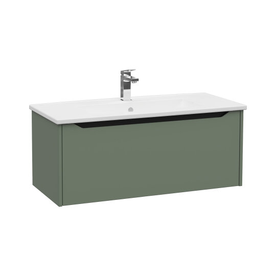 VitrA Integra Square Tek Çekmeceli Lavabo Dolabı, Ayaksız, 100 cm, Mat Yeşil, 80152 - 4