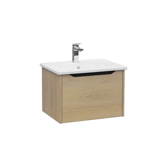 VitrA Integra Square Tek Çekmeceli Lavabo Dolabı, Ayaksız, 60 cm, Altın Meşe,80132