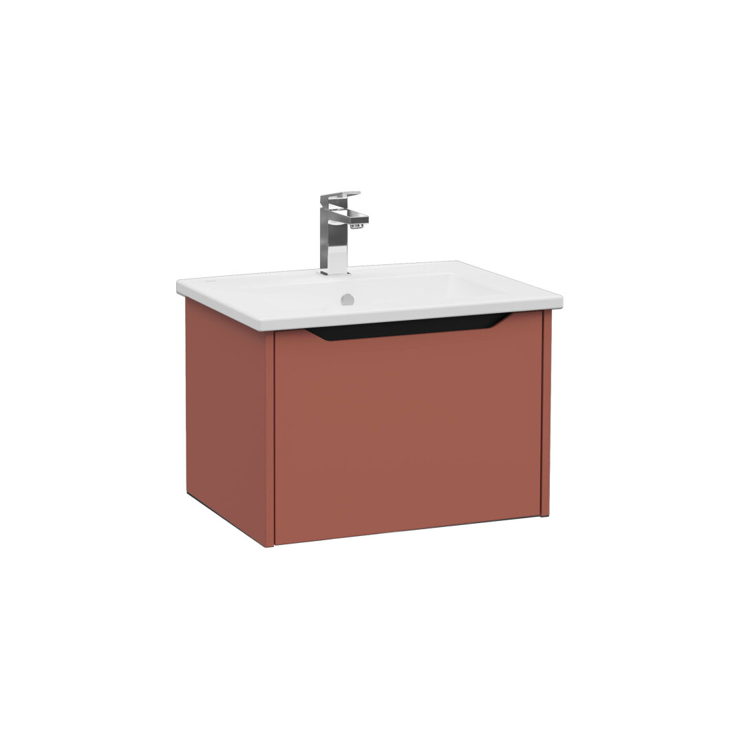 VitrA Integra Square Tek Çekmeceli Lavabo Dolabı, Ayaksız, 60 cm, Mat Kırmızı, 80133 - 1