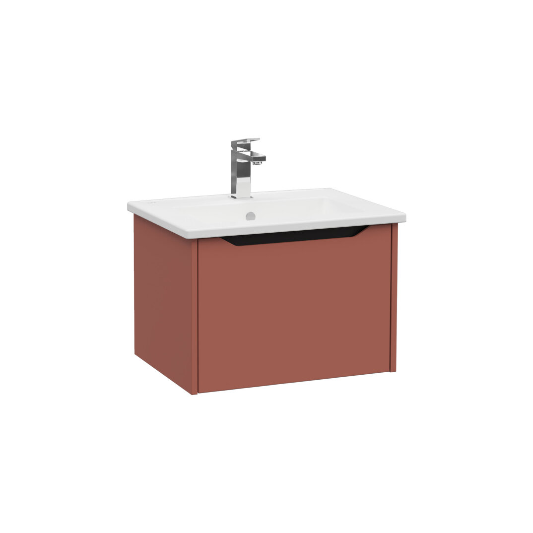 VitrA Integra Square Tek Çekmeceli Lavabo Dolabı, Ayaksız, 60 cm, Mat Kırmızı, 80133 - 2