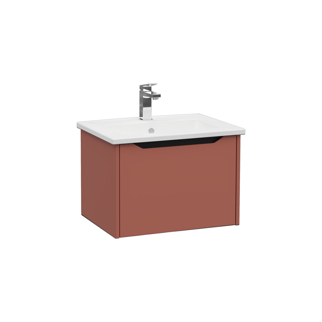 VitrA Integra Square Tek Çekmeceli Lavabo Dolabı, Ayaksız, 60 cm, Mat Kırmızı, 80133 - 3