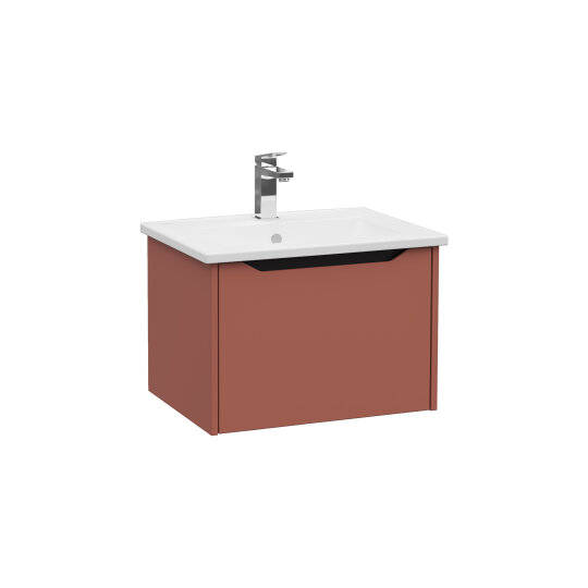 VitrA Integra Square Tek Çekmeceli Lavabo Dolabı, Ayaksız, 60 cm, Mat Kırmızı, 80133 - 4
