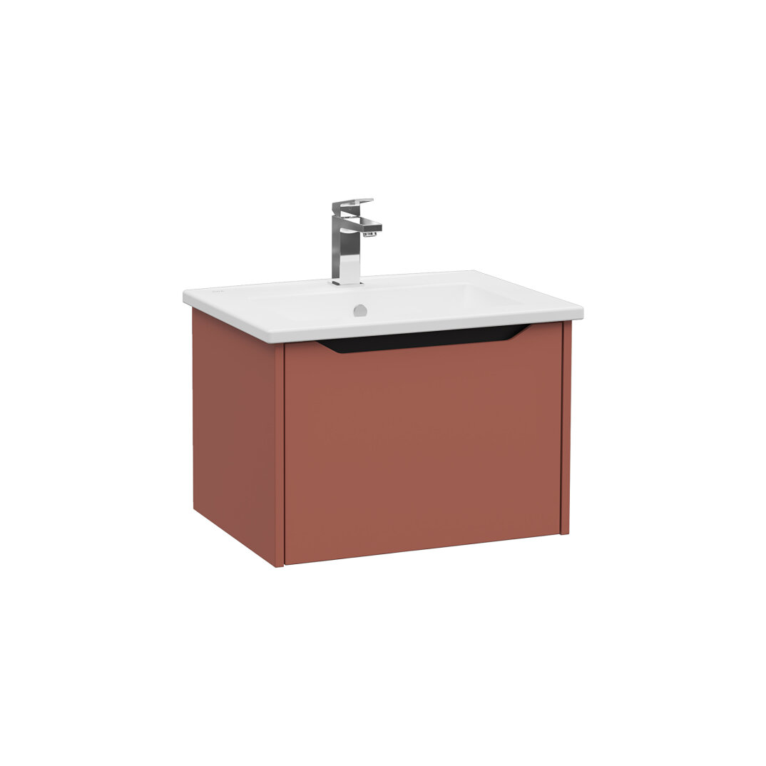 VitrA Integra Square Tek Çekmeceli Lavabo Dolabı, Ayaksız, 60 cm, Mat Kırmızı, 80133 - 4