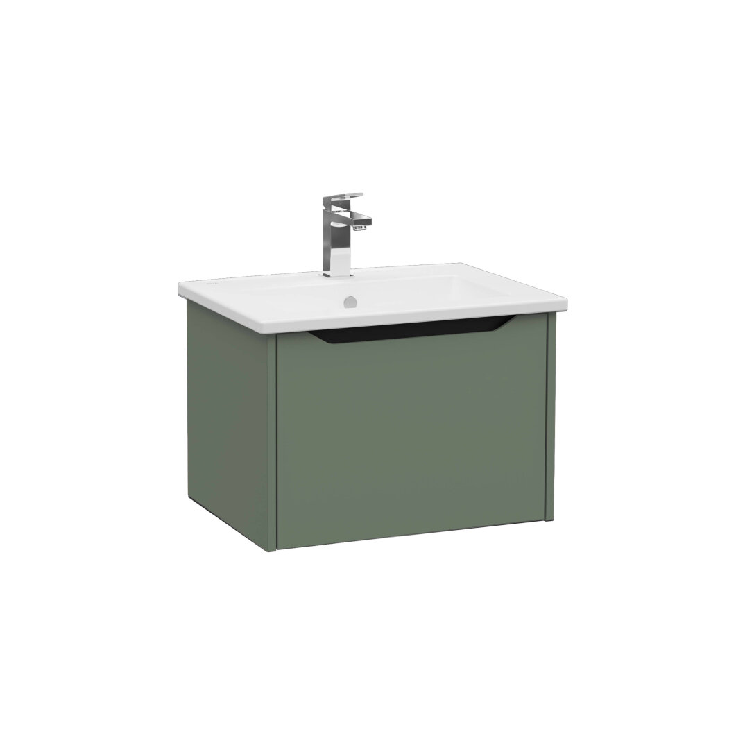 VitrA Integra Square Tek Çekmeceli Lavabo Dolabı, Ayaksız, 60 cm, Mat Yeşil, 80134 - 1