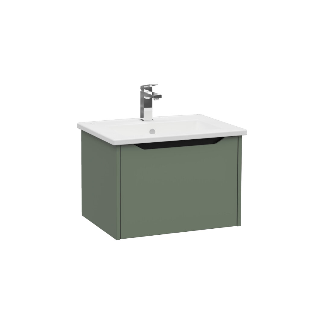 VitrA Integra Square Tek Çekmeceli Lavabo Dolabı, Ayaksız, 60 cm, Mat Yeşil, 80134 - 2