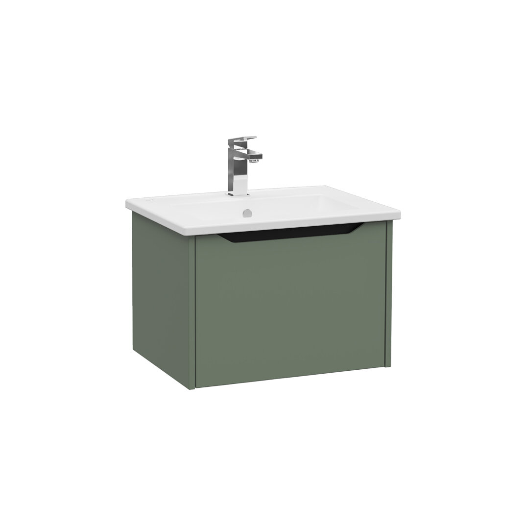VitrA Integra Square Tek Çekmeceli Lavabo Dolabı, Ayaksız, 60 cm, Mat Yeşil, 80134 - 4