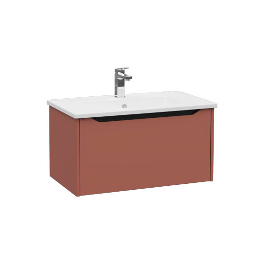 VitrA Integra Square Tek Çekmeceli Lavabo Dolabı, Ayaksız, 80 cm, Mat Kırmızı, 80142