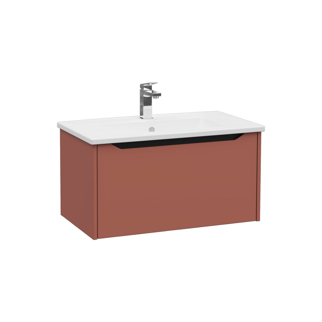 VitrA Integra Square Tek Çekmeceli Lavabo Dolabı, Ayaksız, 80 cm, Mat Kırmızı, 80142 - 1