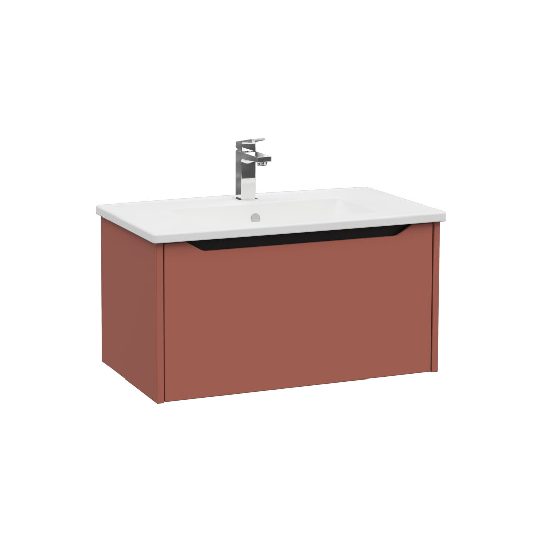 VitrA Integra Square Tek Çekmeceli Lavabo Dolabı, Ayaksız, 80 cm, Mat Kırmızı, 80142 - 2