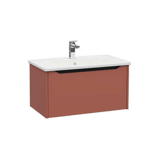 VitrA Integra Square Tek Çekmeceli Lavabo Dolabı, Ayaksız, 80 cm, Mat Kırmızı, 80142 - 3