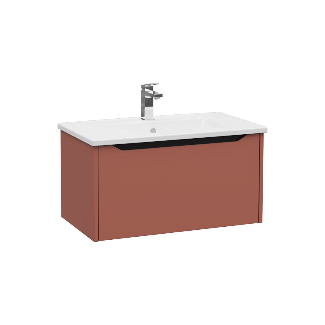 VitrA Integra Square Tek Çekmeceli Lavabo Dolabı, Ayaksız, 80 cm, Mat Kırmızı, 80142 - 4