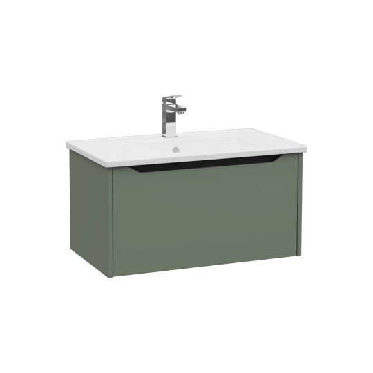 VitrA Integra Square Tek Çekmeceli Lavabo Dolabı, Ayaksız, 80 cm, Mat Yeşil, 80143