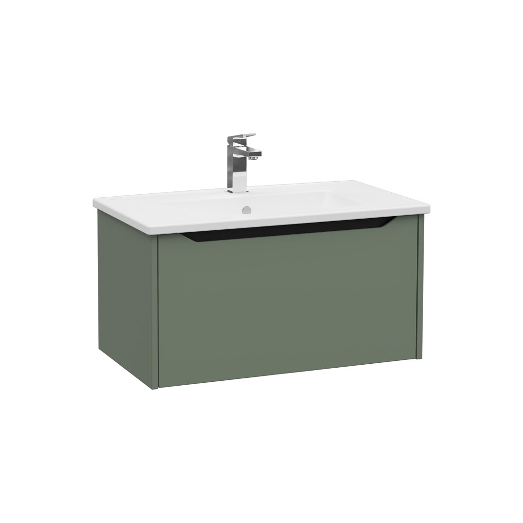 VitrA Integra Square Tek Çekmeceli Lavabo Dolabı, Ayaksız, 80 cm, Mat Yeşil, 80143 - 4