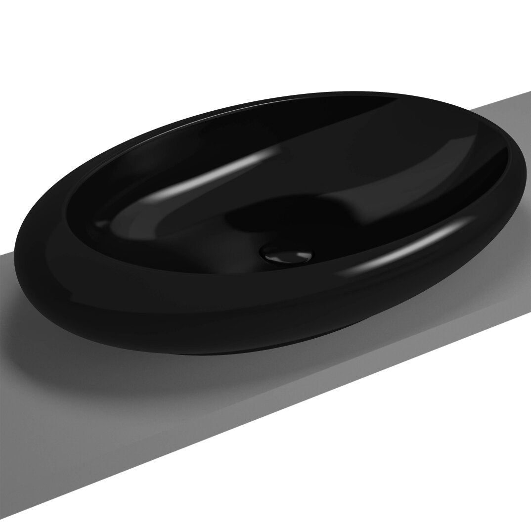 VitrA İstanbul Oval Çanak Lavabo, 85 cm, VitrA Clean, Siyah, 4446B470-0016 - 1