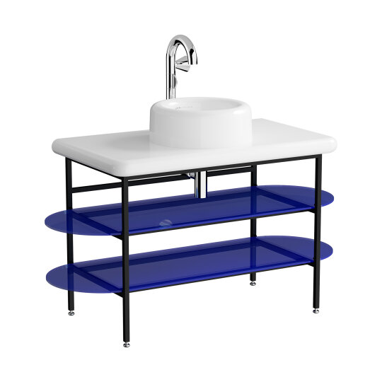 VitrA Liquid Lavabo Dolabı, Mavi Cam Raflı, 100 cm,66738 - 8