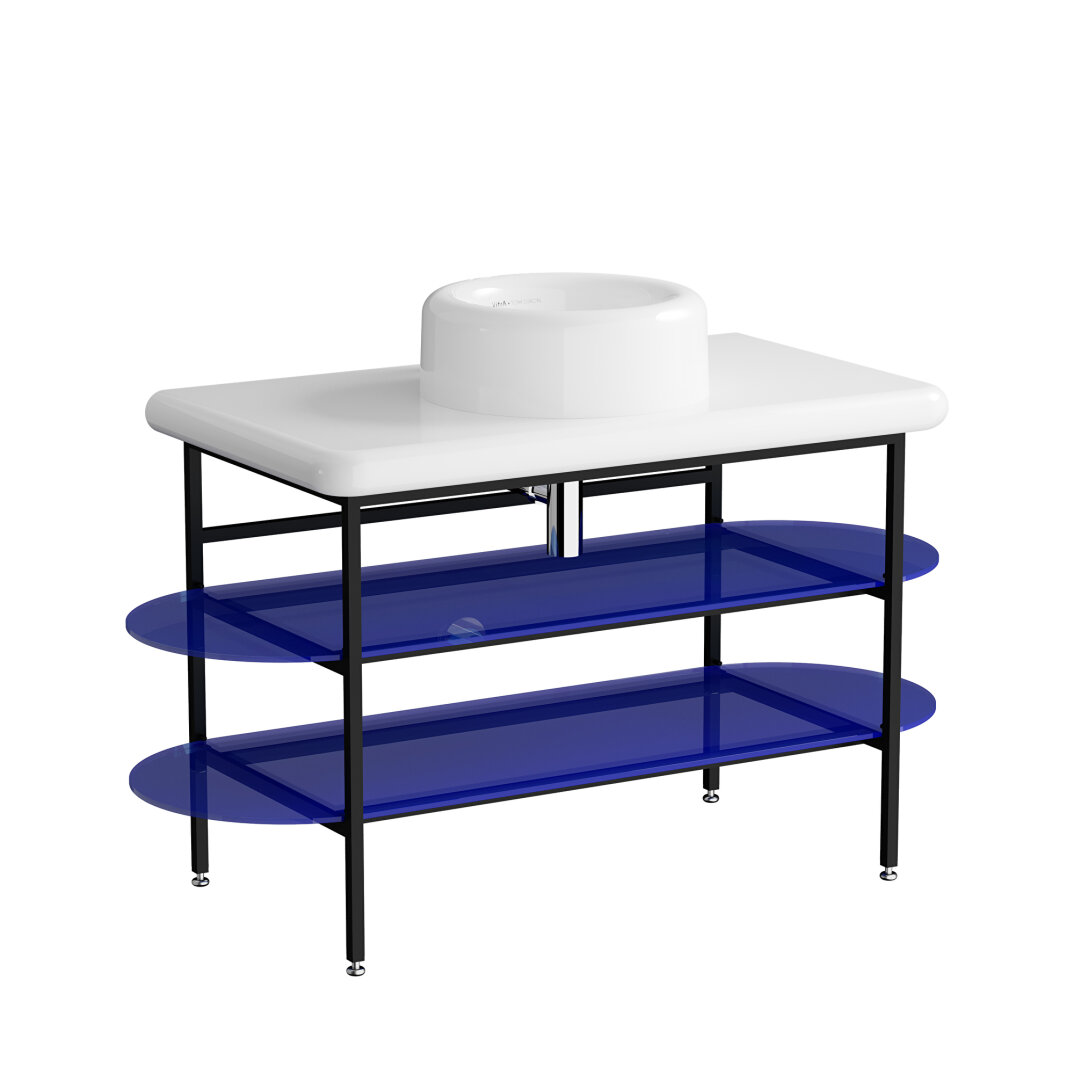 VitrA Liquid Lavabo Dolabı, Mavi Cam Raflı, 100 cm,66738 - 10