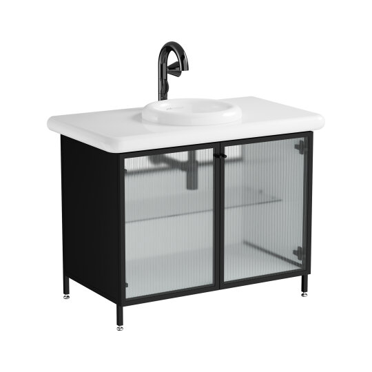VitrA Liquid Lavabo Dolabı, Metal-Cam Kapaklı,66741 - 12