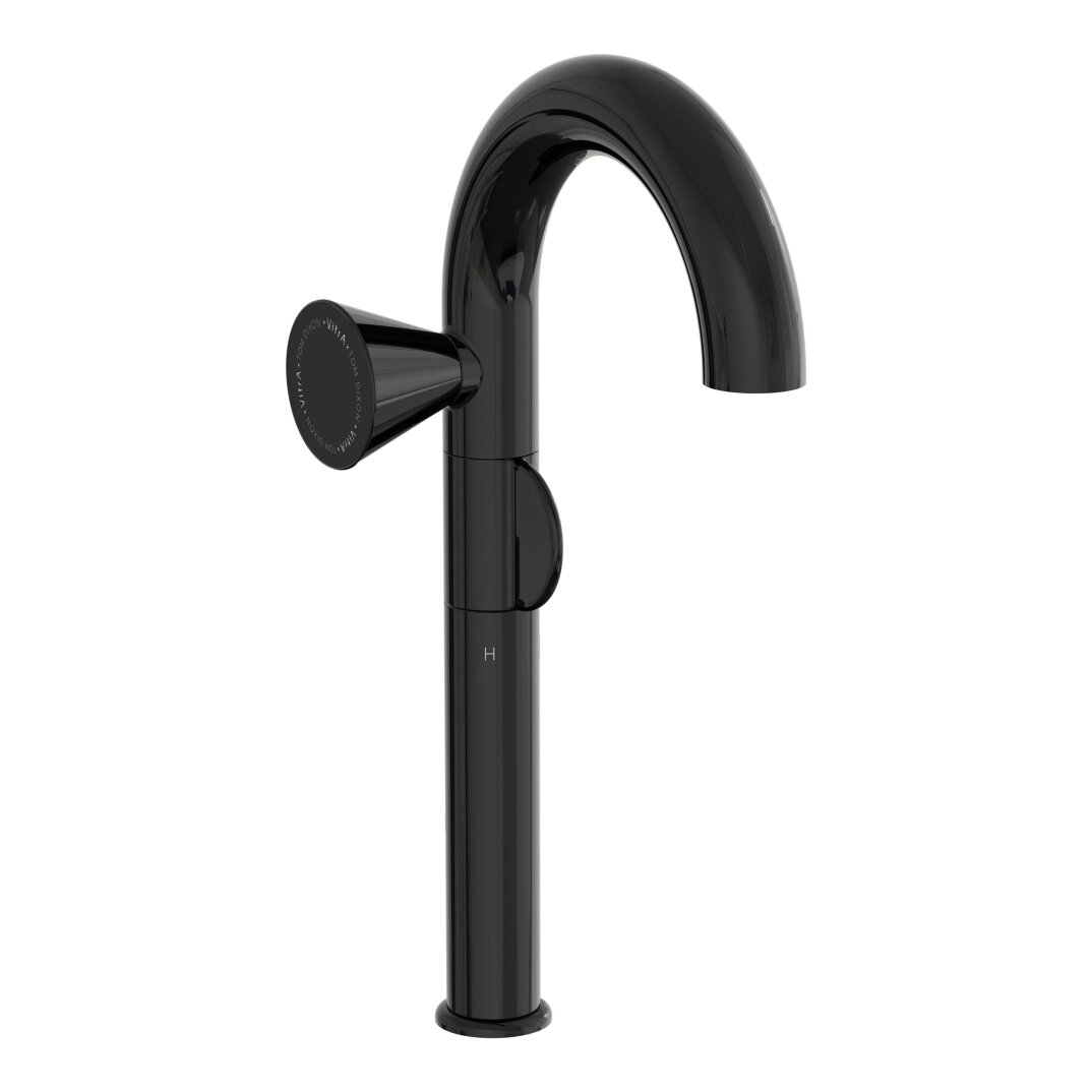 VitrA Liquid Tezgah Üstü Sol El Lavabo Bataryası, Parlak Siyah, A4279439 - 1