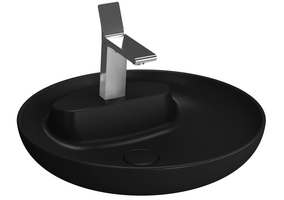 VitrA Memoria Yuvarlak Çanak Lavabo, 50 cm, Mat Siyah, 5880B483-0563 - 1
