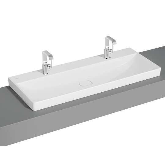 VitrA Metropole Çift Armatür Delikli Çanak Lavabo, 120 cm, VitrAClean, 7530B403-7213