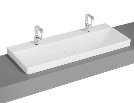 VitrA Metropole Çift Armatür Delikli Çanak Lavabo, 120 cm, VitrAClean,7530B403-0937