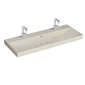 VitrA Metropole Çift Armatür Delikli Lavabo, 120 cm, Mat Kum Beji, 7530B422-7212
