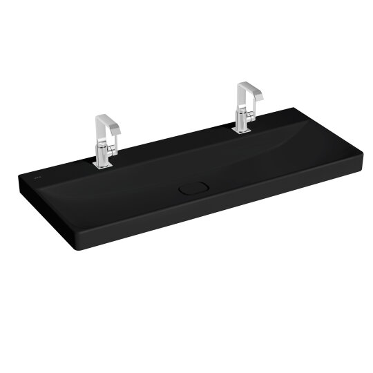 VitrA Metropole Çift Armatür Delikli Lavabo, 120 cm, Mat Siyah, VitrAClean, 7530B483-7212