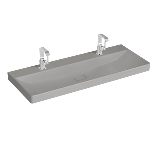 VitrA Metropole Çift Armatür Delikli Lavabo, 120 cm, Mat Taş Gri, VitrAClean, 7530B476-0041