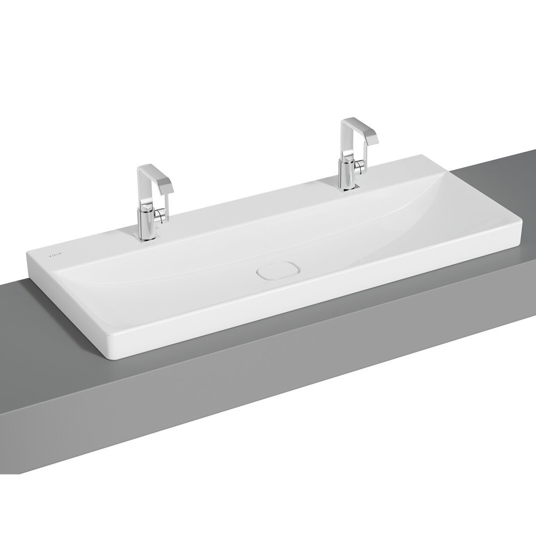 VitrA Metropole Çift Armatür Delikli Lavabo, 120 cm, VitrAClean, 7530B403-7212 - 1