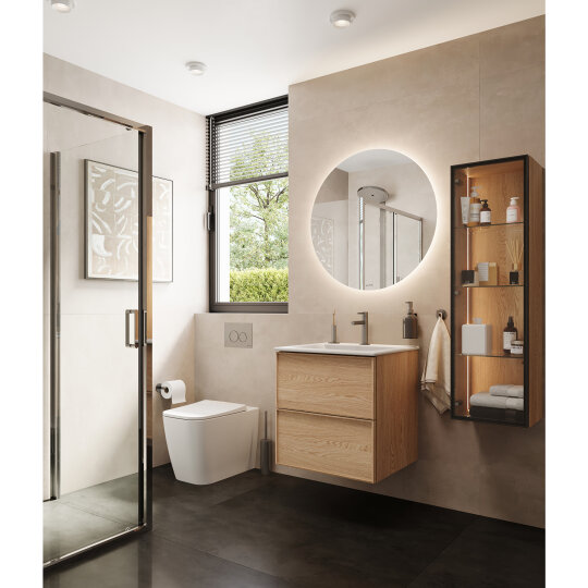 VitrA Metropole Edge Cam Kapaklı Kısa Boy Dolabı, 35 cm, Açık Meşe (Sol),67142 - 4