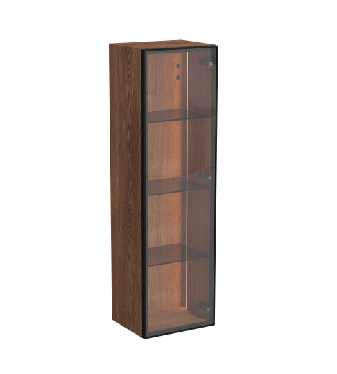 VitrA Metropole Edge Cam Kapaklı Kısa Boy Dolabı, 35 cm, Ceviz (Sağ),67253