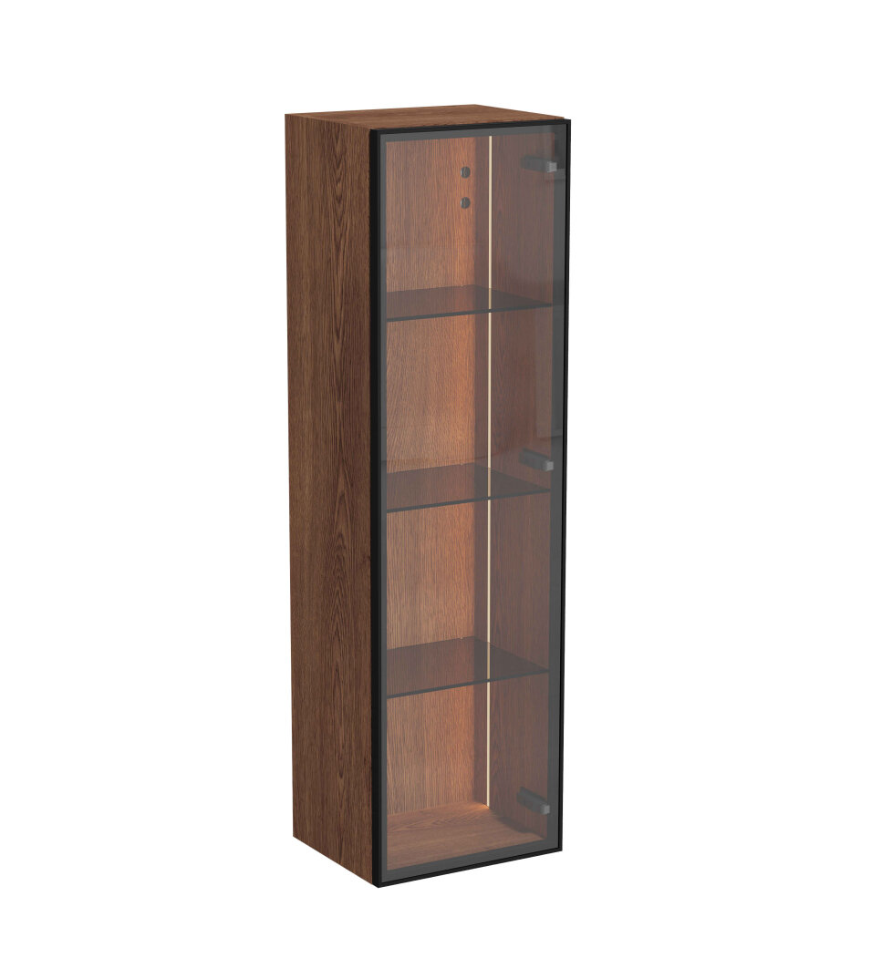 VitrA Metropole Edge Cam Kapaklı Kısa Boy Dolabı, 35 cm, Ceviz (Sağ),67253 - 1