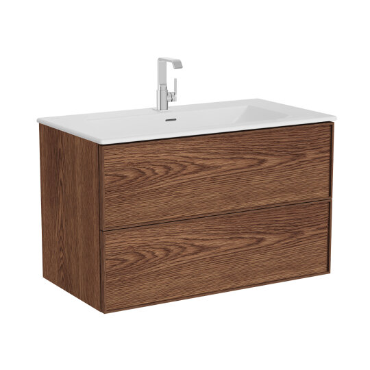 Vitra Metropole Edge Lavabo Dolabı, Çift Çekmeceli, Etajerli Lavabolu, 100 Cm, Ceviz 67156 - 3