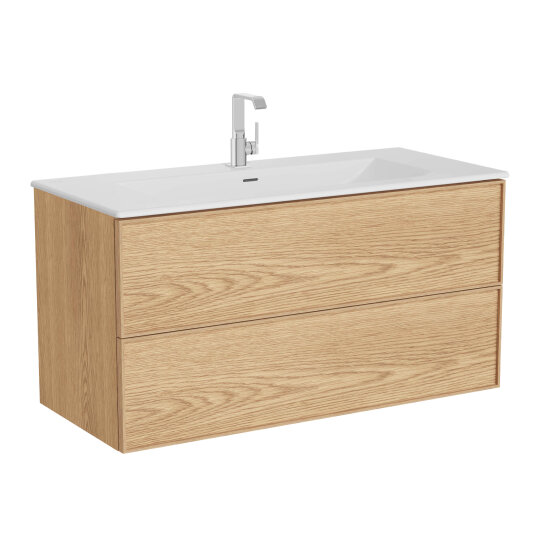 VitrA Metropole Edge Lavabo Dolabı, Çift Çekmeceli, Etajerli Lavabolu, 120 cm, Açık Meşe,67138