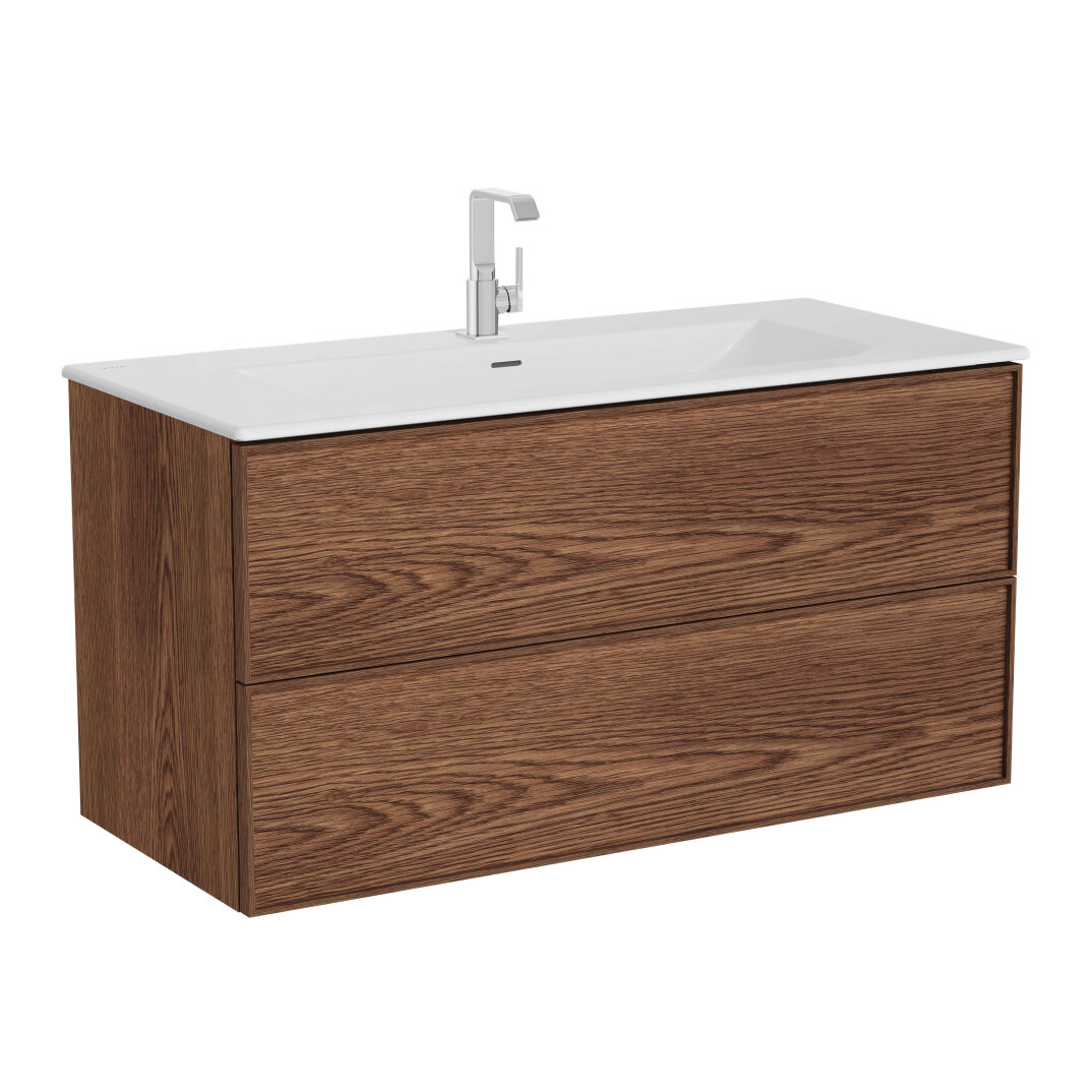 VitrA Metropole Edge Lavabo Dolabı, Çift Çekmeceli, Etajerli Lavabolu, 120 cm, Ceviz,67157 - 1
