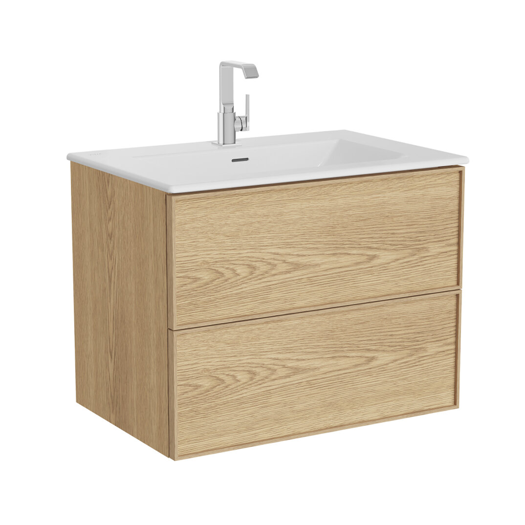 VitrA Metropole Edge Lavabo Dolabı, Çift Çekmeceli, Etajerli Lavabolu, 80 cm, Açık Meşe,67136 - 2