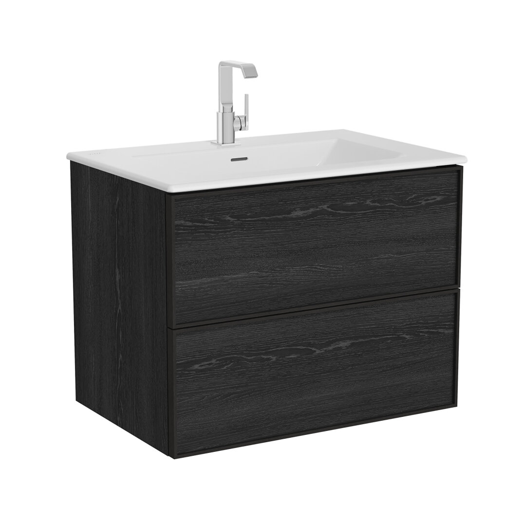 VitrA Metropole Edge Lavabo Dolabı, Çift Çekmeceli, Etajerli Lavabolu, 80 cm, Siyah Meşe, 67193 - 3
