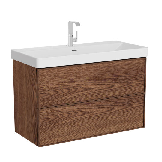 VitrA Metropole Edge Lavabo Dolabı, Çift Çekmeceli, Standart Lavabolu, 100 cm, Ceviz,67152 - 2