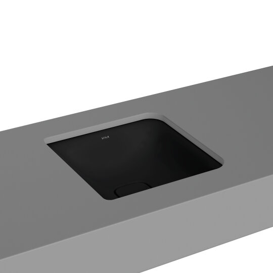 VitrA Metropole Kare Çanak Lavabo, 40 cm, Mat Siyah, VitrAClean, 7533B483-7214