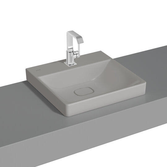 VitrA Metropole Lavabo, 50 cm, Mat Taş Gri, VitrAClean, 7525B476-7210