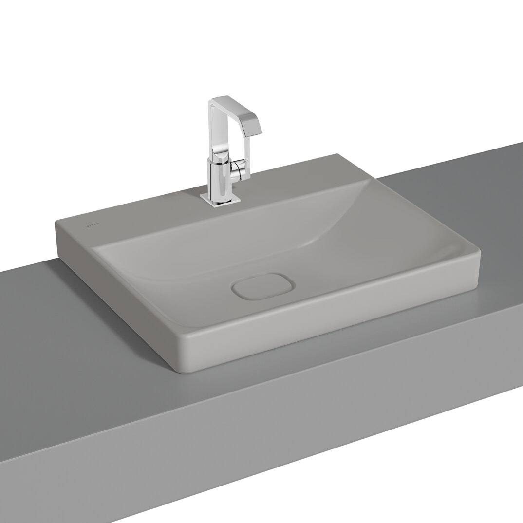 VitrA Metropole Lavabo, 60 cm, Mat Taş Gri, VitrAClean, 7526B476-7210 - 1