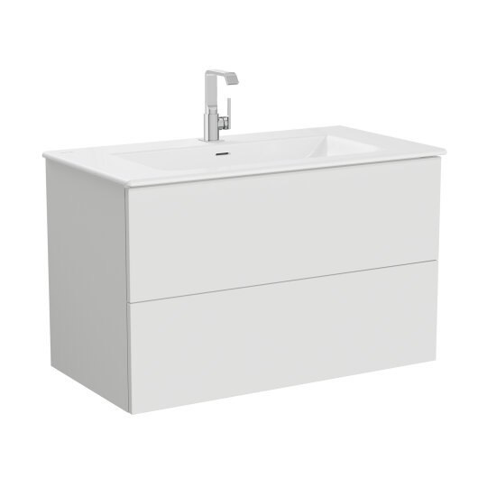 VitrA Metropole Pure Lavabo Dolabı, 2 Çekmeceli, Etajerli Lavabolu, 100 cm, Mat Açık Gri,67214 - 5