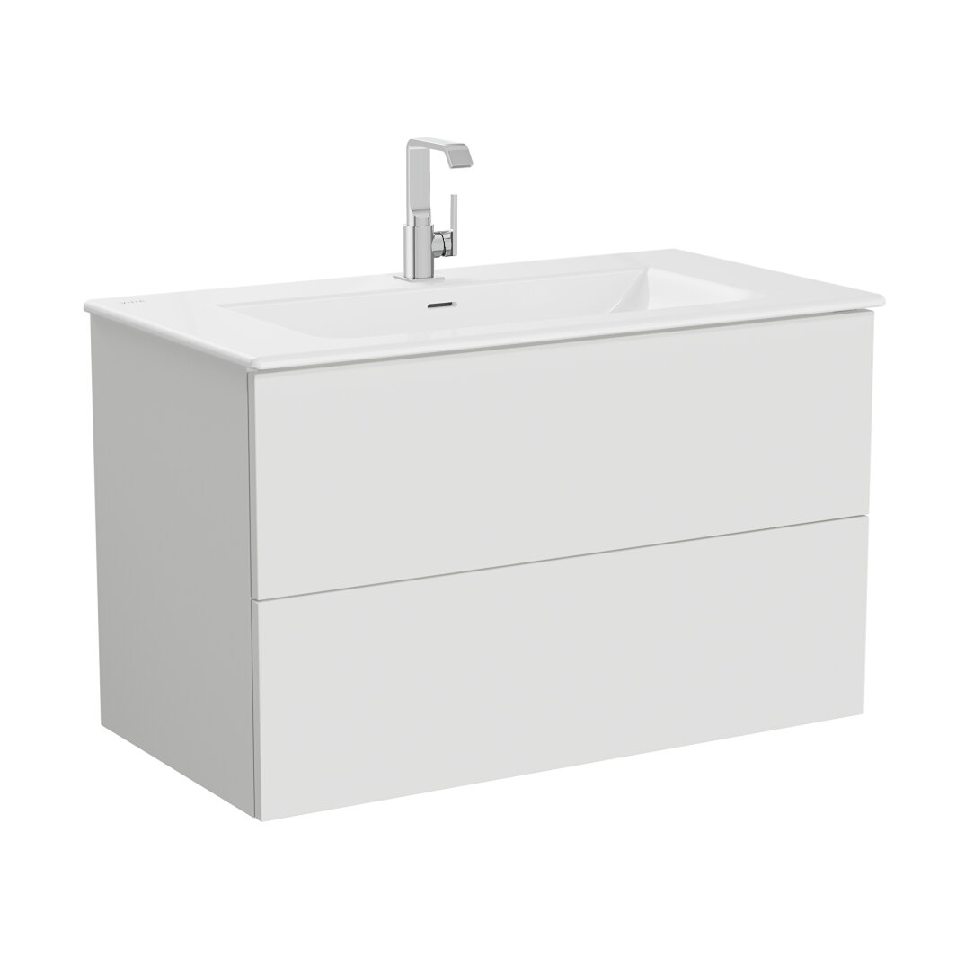 VitrA Metropole Pure Lavabo Dolabı, 2 Çekmeceli, Etajerli Lavabolu, 100 cm, Mat Açık Gri,67214 - 5