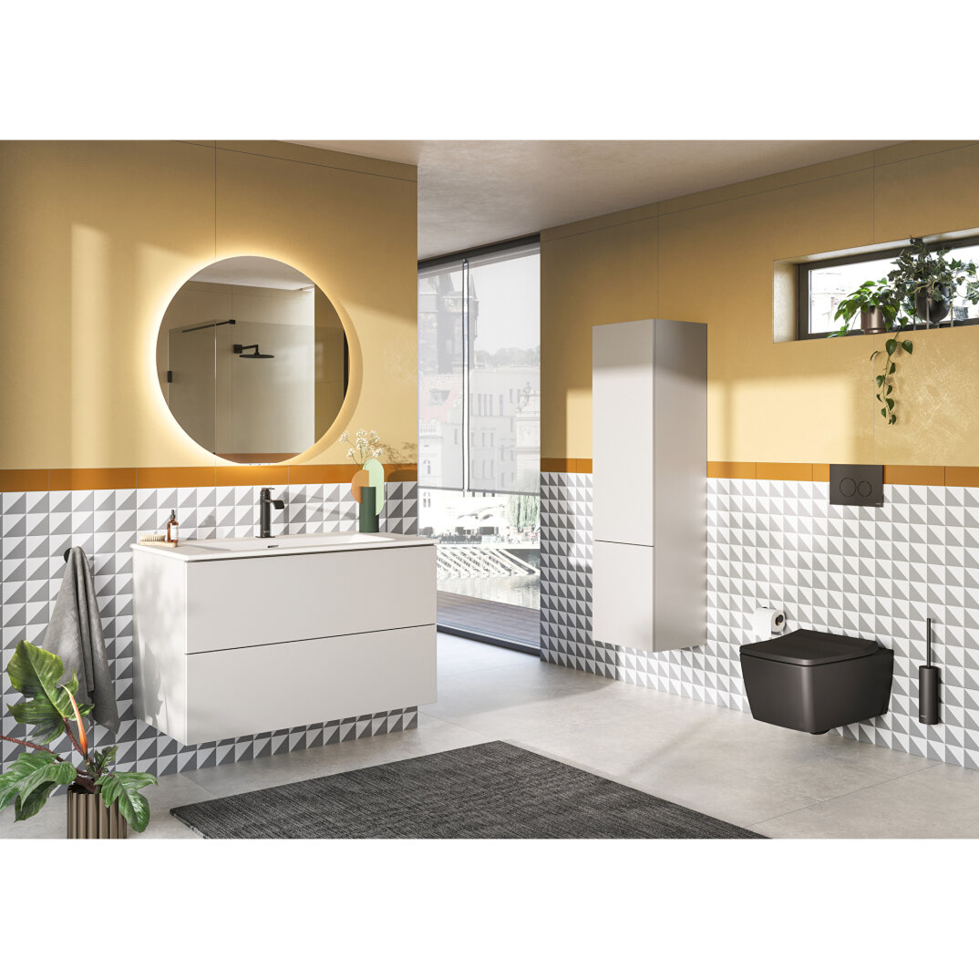 VitrA Metropole Pure Lavabo Dolabı, 2 Çekmeceli, Etajerli Lavabolu, 100 cm, Mat Açık Gri,67214 - 6