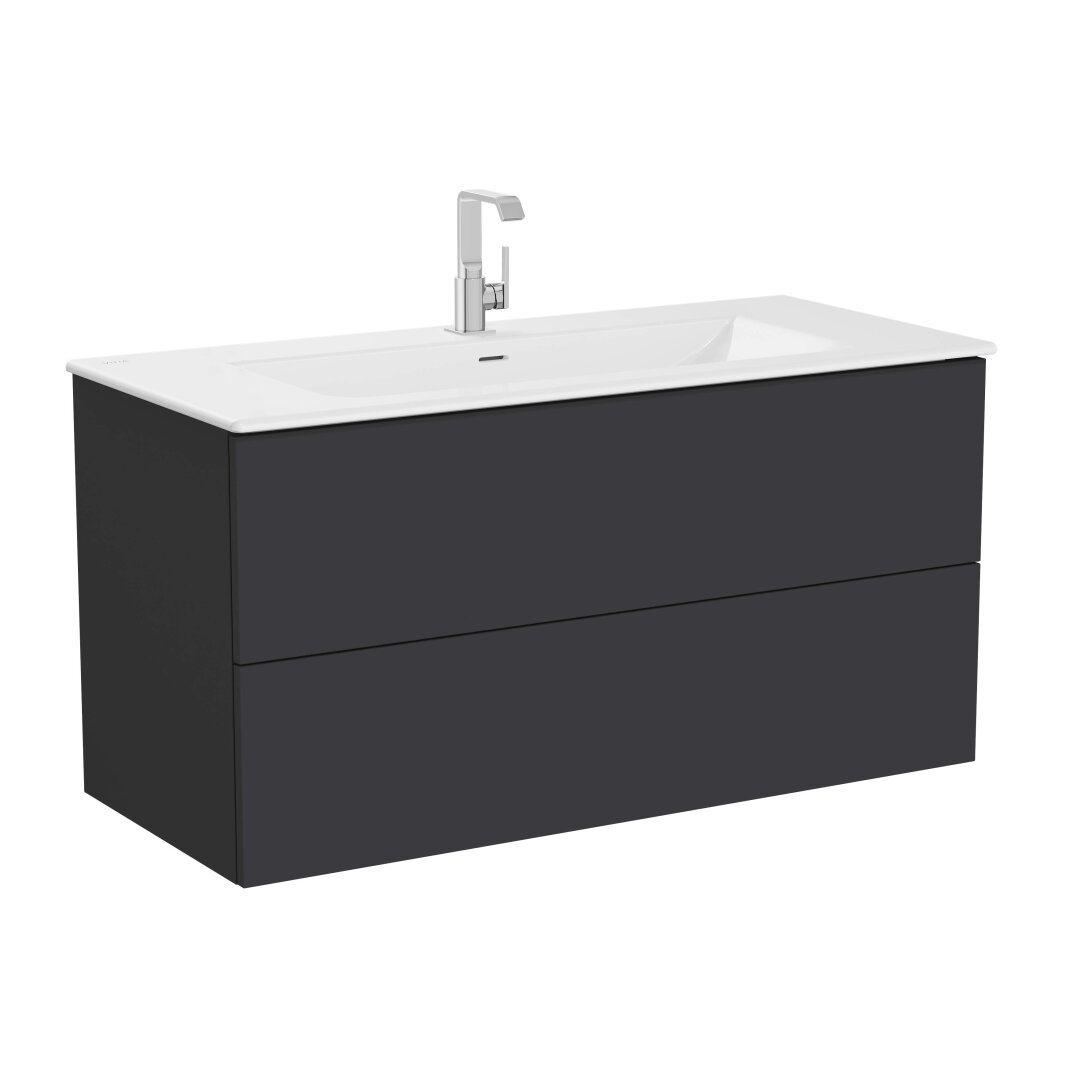 VitrA Metropole Pure Lavabo Dolabı, 2 Çekmeceli, Etajerli Lavabolu, 120 cm, Mat Grafit,67228 - 1