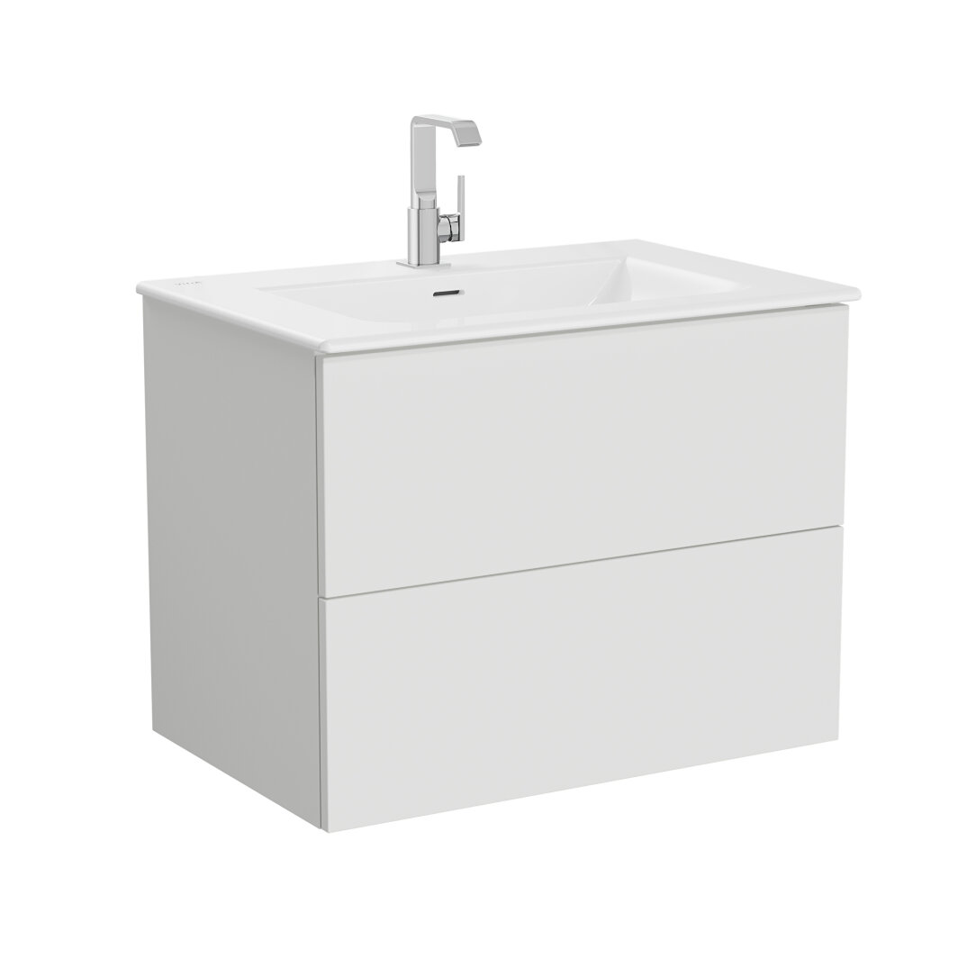 VitrA Metropole Pure Lavabo Dolabı, 2 Çekmeceli, Etajerli Lavabolu, 80 cm, Mat Açık Gri,67213 - 7