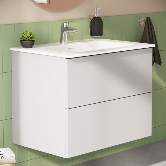 VitrA Metropole Pure Lavabo Dolabı, 2 Çekmeceli, Etajerli Lavabolu, 80 cm, Mat Açık Gri,67213 - 10