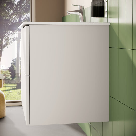 VitrA Metropole Pure Lavabo Dolabı, 2 Çekmeceli, Etajerli Lavabolu, 80 cm, Mat Açık Gri,67213 - 13