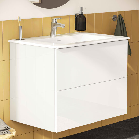 VitrA Metropole Pure Lavabo Dolabı, 2 Çekmeceli, Etajerli Lavabolu, 80 cm, Parlak Beyaz,67336 - 5
