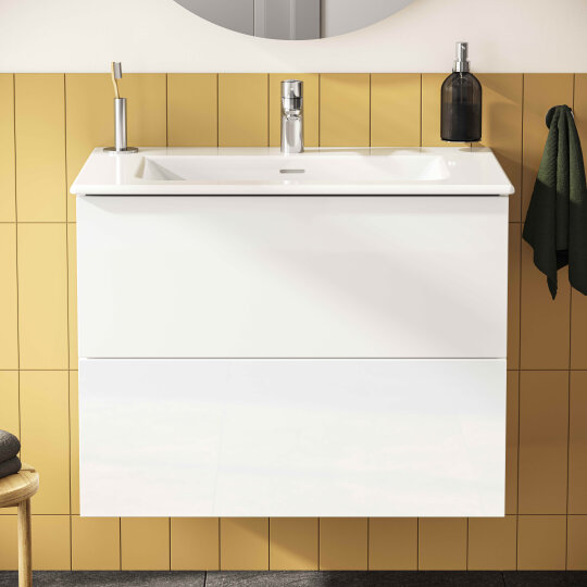 VitrA Metropole Pure Lavabo Dolabı, 2 Çekmeceli, Etajerli Lavabolu, 80 cm, Parlak Beyaz,67336 - 6